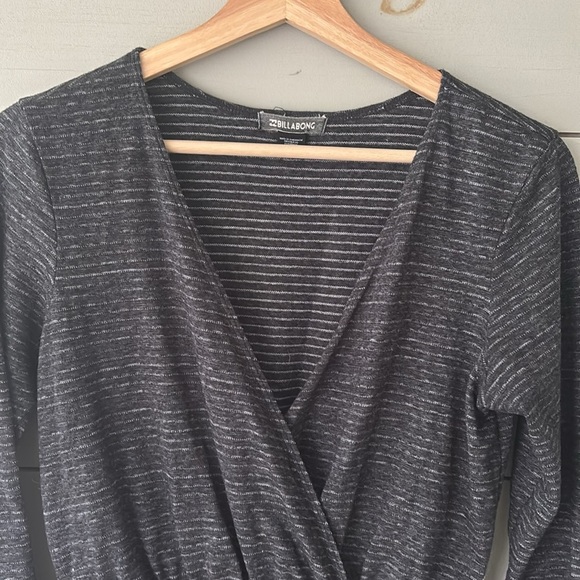 Billabong Striped Long Sleeve Wrap Romper - Size Small - Picture 3 of 7